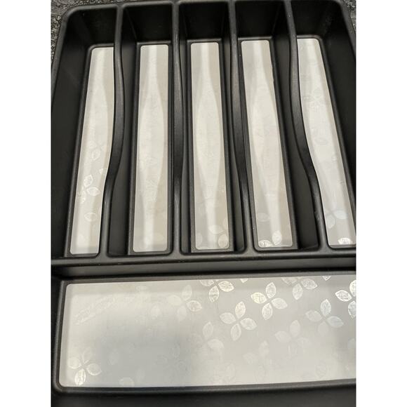 Rubbermaid No-Slip Large Silverware Drawer Tray Organizer Black with Gray 15x12 - Picture 2 of 4
